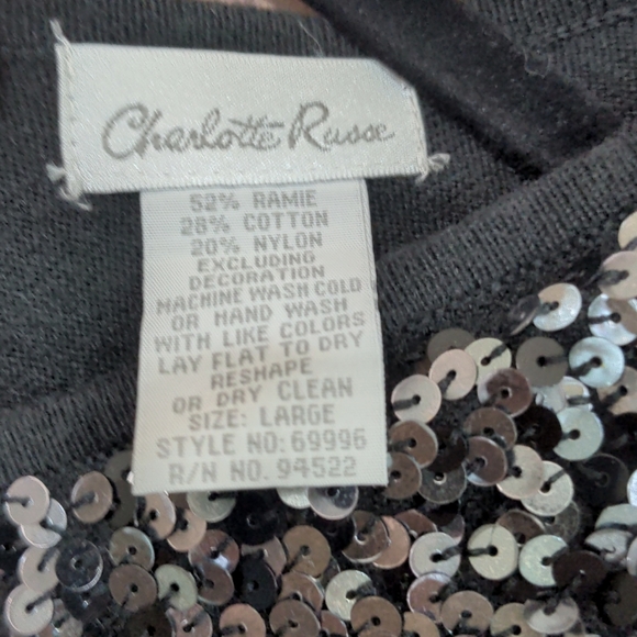 Black Sequin Sweater Mini Dress Size Large - Picture 5 of 8